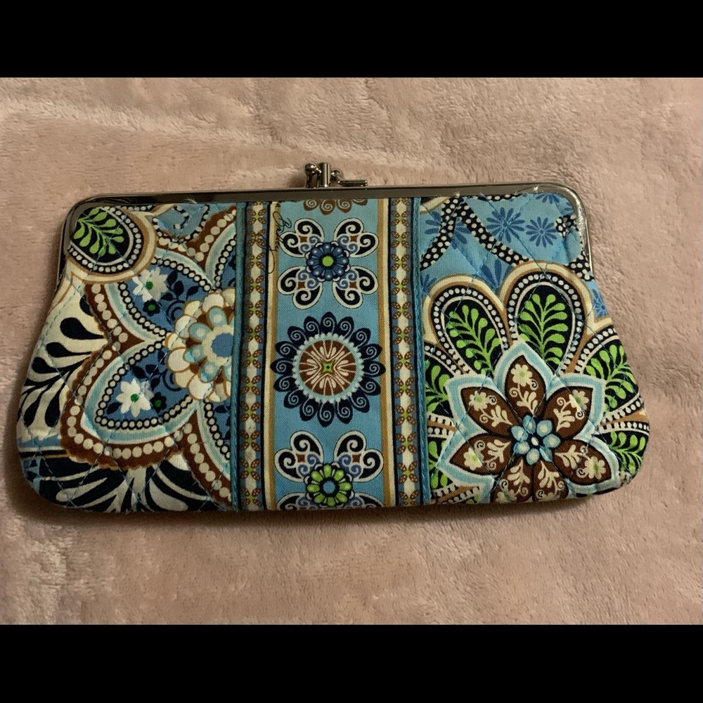 Vera Bradley top clasp wallet light blue floral